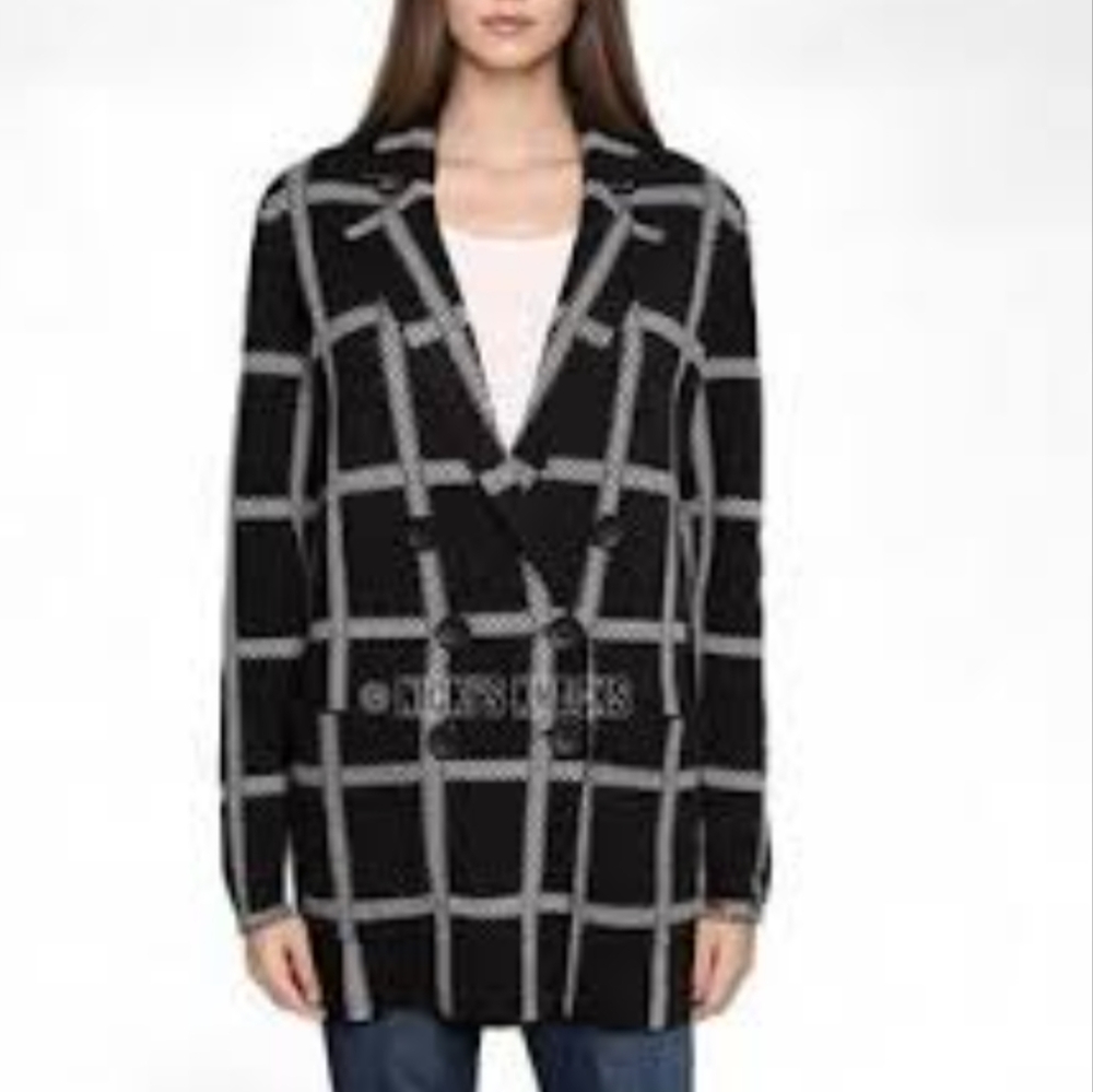 Marled Black and White Cardigan Sweater